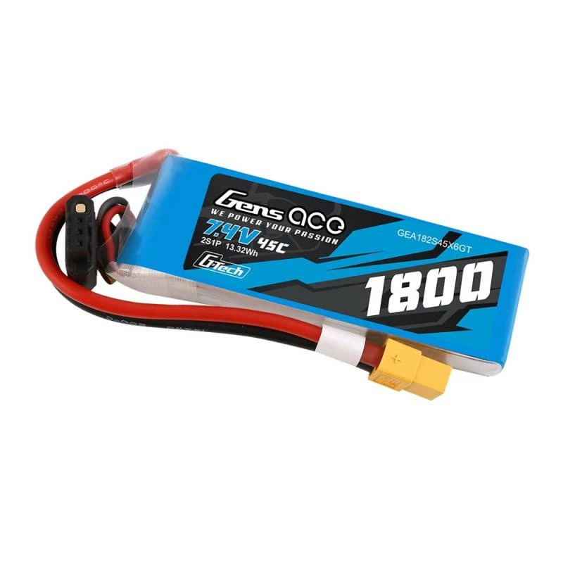 GensAce G-Tech LiPo 1800mAh 7.4V 45C 2S1P XT60 Aku