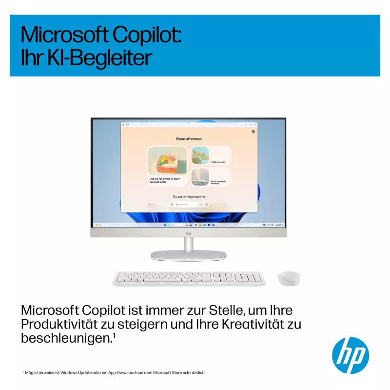 HP AI 27-cr2275ng - Kõik-ühes (Terviklahendus) - Core Ultra 7 255U - RAM 16 GB - SSD 512 GB - NVMe - Intel Graphics - 1GbE, Bluetooth 5.3, Wi-Fi 6 - WLAN: 802.11a/b/g/n/ac/ax,