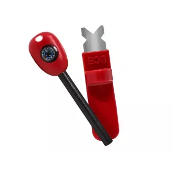 Ellujäämiskompass BCB CN340 — kompaktne helendava sihverplaadiga kompass, plastist käepide, 110 mm, 47 g, punane