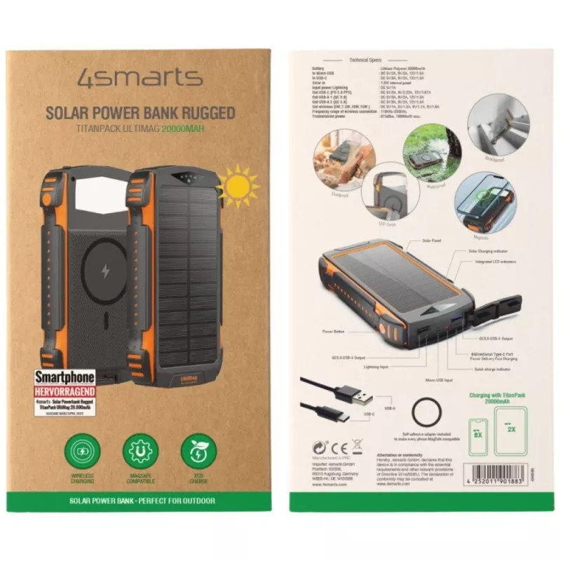 Kaasaskantav aku 4smarts TitanPack UltiMag 20000 mAh