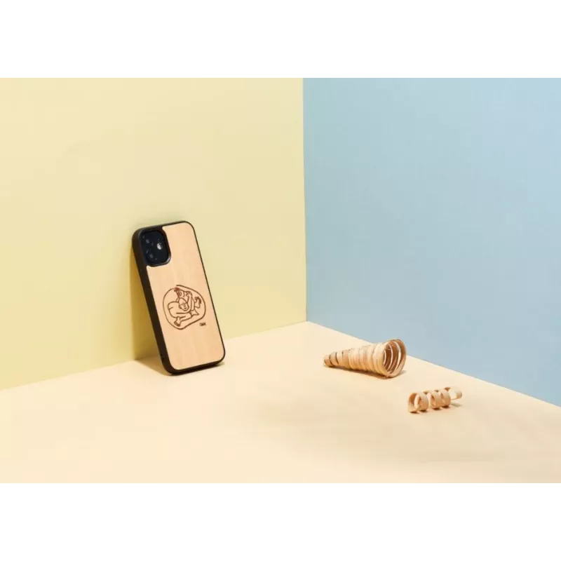Kaitsev telefoniümbris Man and Wood iPhone 12 mini jaoks — lapselik kalamotiiv