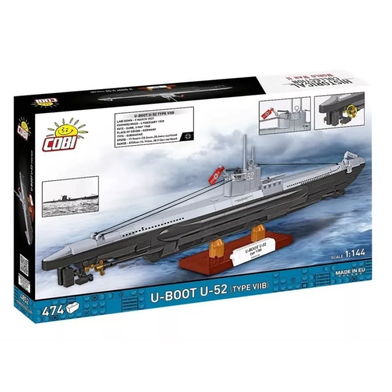 Ehituskomplekt Cobi U-Boot U-52 — 474-osaline mudelikomplekt