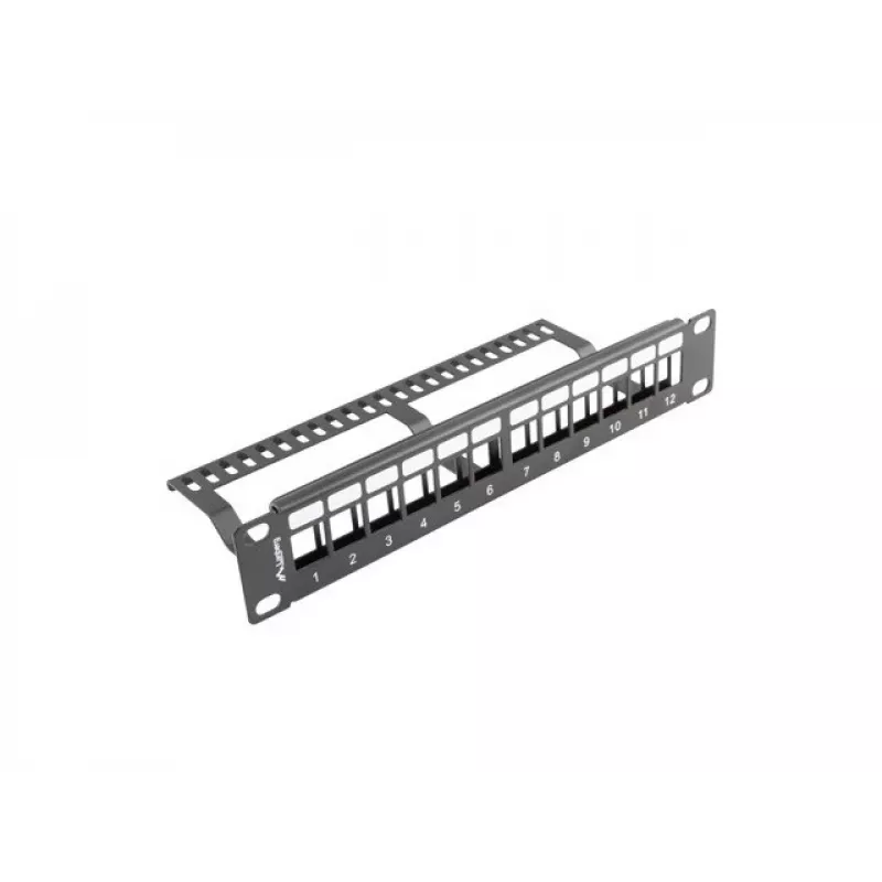 Rack'i pimepaneel LANBERG PPKS-9112-B, 12-pordine, 1U, metall, hall, 254×44.5×99.3 mm