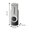 Intenso USB-mälupulk Office Line, 64 GB, USB-A, 3.2 Gen 1x1, must-hõbedane, 64 GB, USB-tüüp-A, 3.2 Gen 1 (3.1 Gen 1), pööratav rõngas, Must, Hõbedane