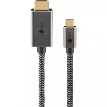 USB-punutud adapterkaabel, USB-C-pistik > HDMI-pistik, 4K / 60 Hz (must/hõbedane, 2 m)