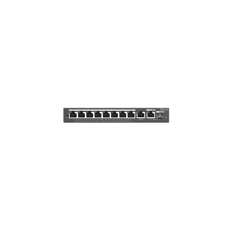 Hallatav L2 lüliti RUIJIE RG-ES210GS-P — 10x Gigabit RJ-45, 2x SFP, 8x PoE+ porti, 120W PoE eelarve, pilvehallatav