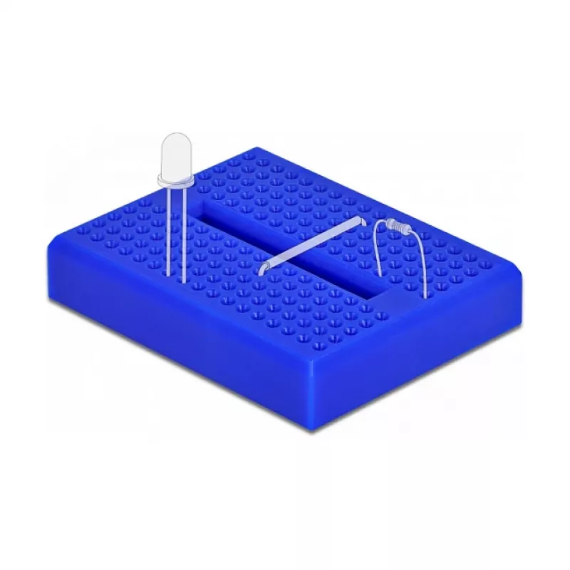 Breadboard DELOCK 18322, plastist prototüüpimisplaat, sinine, 36×46×10 mm