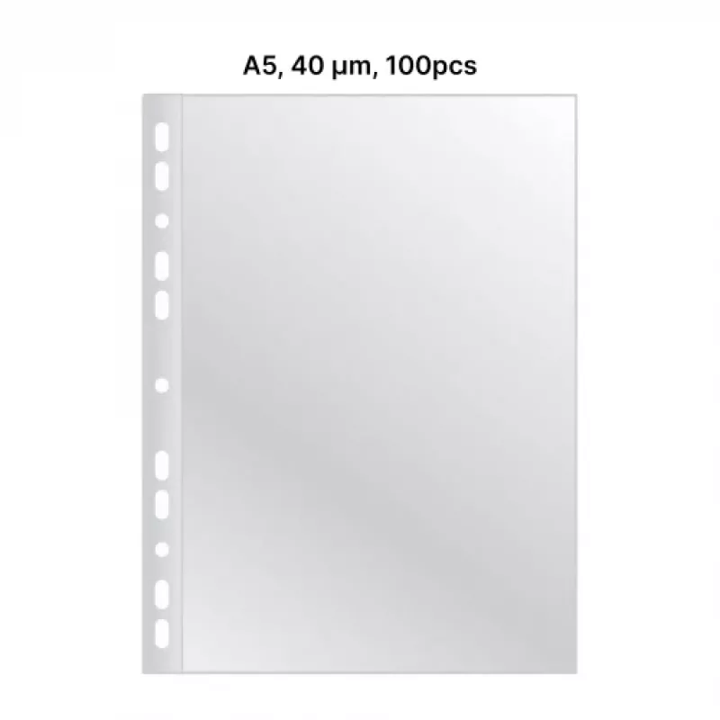 AD Class PUNCHED POCKET Cristal Clear A5 40 micr., pakk 100 tk