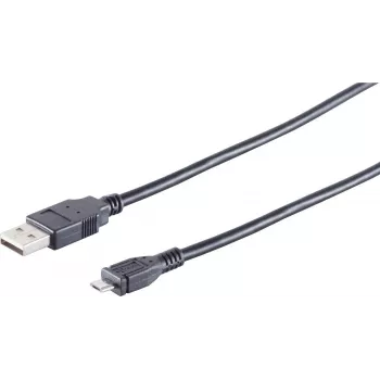 USB kaabel S/CONN 14-11015 0,5 m USB A Micro-USB B Must