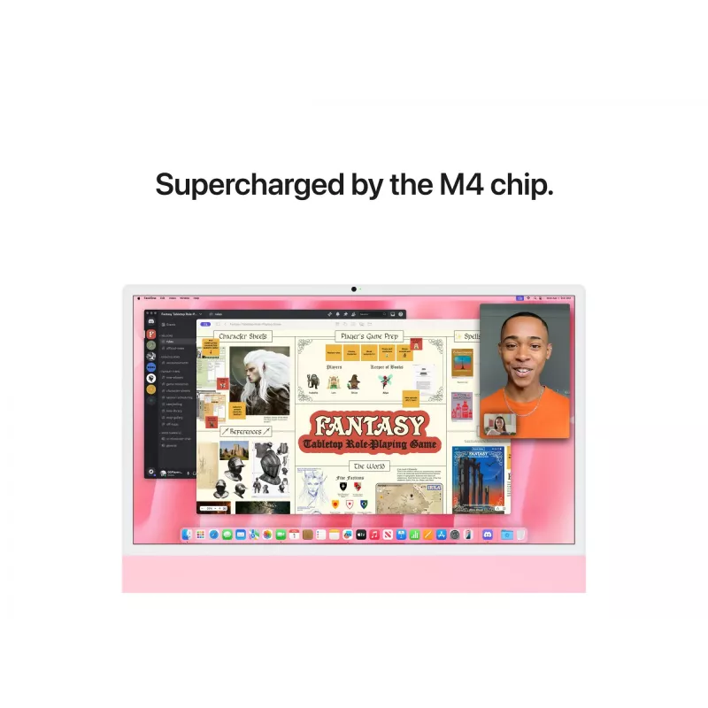 iMac 24 Retina 4.5k Display M4, roosa, M4 (8-CPU/8-GPU), 16 GB, 256 GB, saksa, kein Gigabit Ethernet, Magic hiir, MWUG3D/A