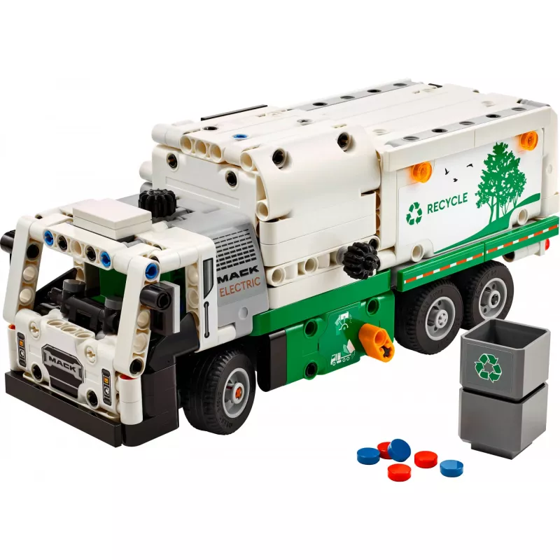 Ehitusmänguasi LEGO Technic Mack LR Electric Garbage Truck 42167 — 503 detaili, motoriseeritud, suurus 230×80×90 mm