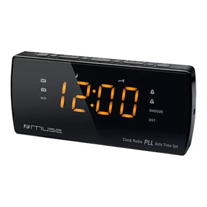 Kellraadio Muse M-185 CR — FM/MW, 0,9-tolline LED-ekraan, AC 230V AAA-patrivialusega, must