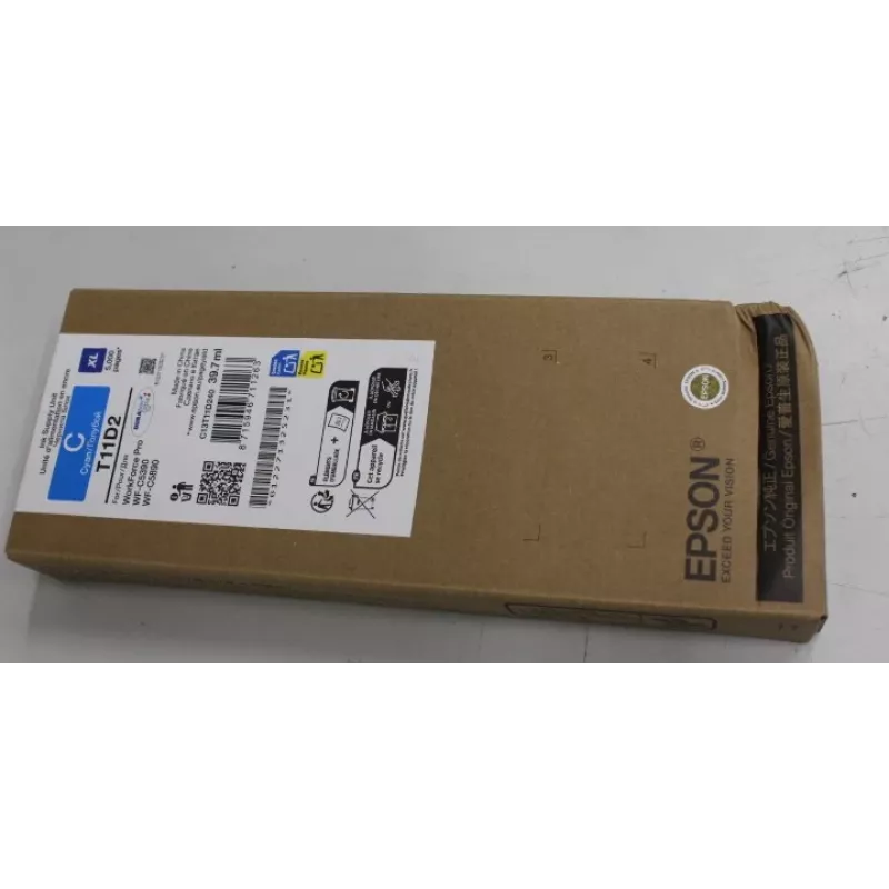 Tindikassett Epson C13T11D240 XL tsüaan — üksikpakend, ühildub mudelitega WorkForce Pro WF‑C5890DWF / WF‑C5390DW, kahjustatud pakend