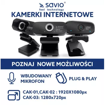 Savio Internetikaamera veebikaamera USB Full HD Z Wbud