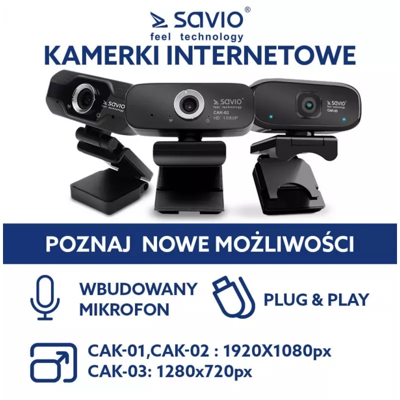 Savio Internetikaamera veebikaamera USB Full HD Z Wbud