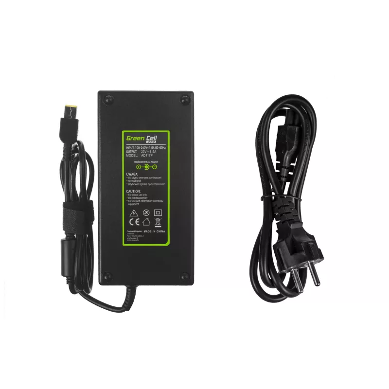 Toiteadapter roheline Cell AD117P 170W 20V 8,5A Lenovo sülearvutitele, siseruumides, vahelduvvoolust alalisvooluks, must