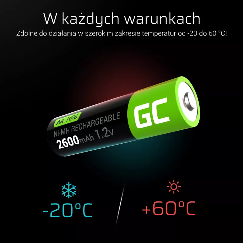 Taaslaetav aku roheline Cell GR01 AA NiMH 1,2 V 2600 mAh, 4 tk, roheline