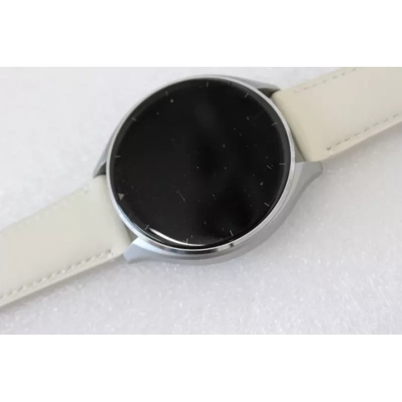 VÄLJA MÜÜDUD. Xiaomi Watch 2 Titan titaankorpuse ja valge nahkrihmaga | VÄLJA MÜÜDUD. Xiaomi Watch 2 Titan | Nutikell | GPS (satelliit) | AMOLED | 1,43 tolli | KASUTATUD, KRIMUD EKRANIL A