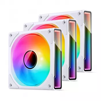 Jahutusventilaator Jonsbo ZK-120W 3in1 A-RGB valge — 120 mm, A-RGB valgustus