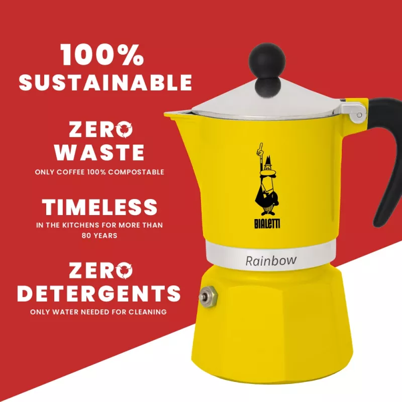 Moka pot Bialetti Rainbow must kollane