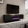 TV-kapp Cama Meble ONDA elektrilise kaminaga 1805×400×580 mm, must, puitlaastplaadist pealispind (põrandal seisev või seinale kinnitatav)