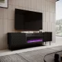 TV-kapp Cama Meble ONDA elektrilise kaminaga 1805×400×580 mm, must, puitlaastplaadist pealispind (põrandal seisev või seinale kinnitatav)