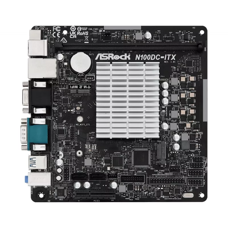 ASRock N100DC-ITX - Intel Quad-Core protsessor N100 (kuni 3,4 GHz) DDR4 - 2 SATA3, toetab Intel Turbo Boost tehnoloogiat Mini ITX (280) emaplaadid