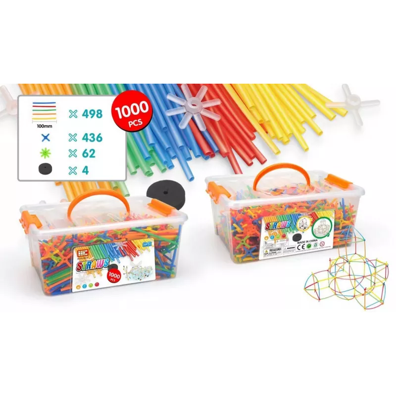 Ehitusklotsid Ascato Askato Little Straws 1000 tk — ehitusmänguasjade komplekt, 1000 tk