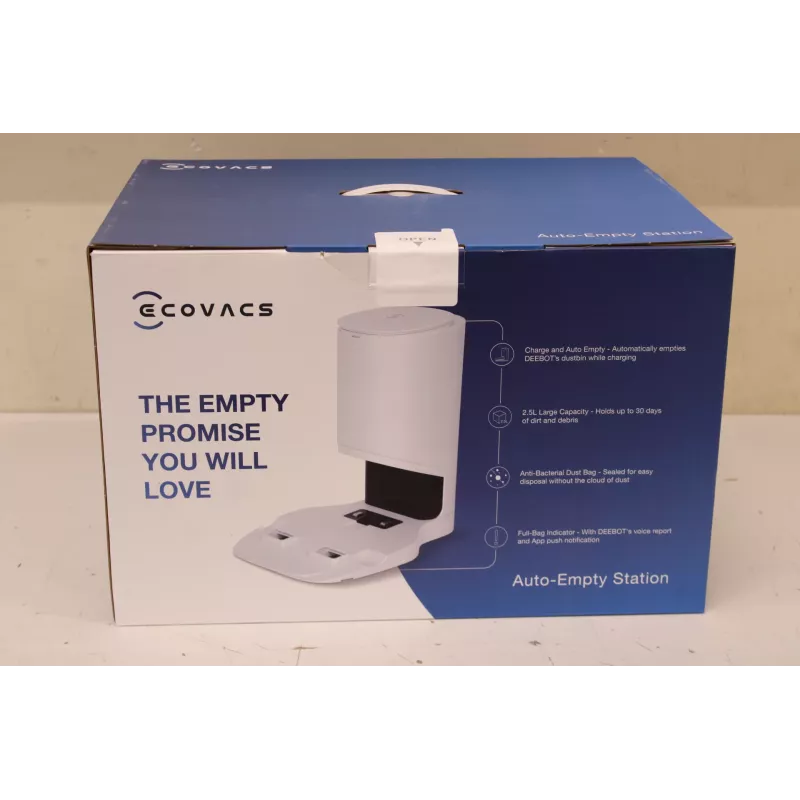 Auto-Empty Station Ecovacs CH1918 OZMO T8, N8, T9 jaoks – valge, sisaldab 2 tolmukotti