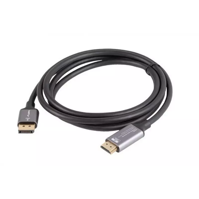 Lanberg CA-DPHD-20CU-0018-BK videokaabli adapter 1.8 m DisplayPort HDMI Type A (Standard) Must, Hõbedane