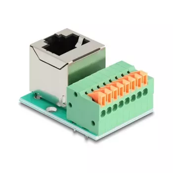DeLOCK 90653 kaabli soomuundur RJ45 8 kontaktiga klemmiplokk Roheline Hõbedane