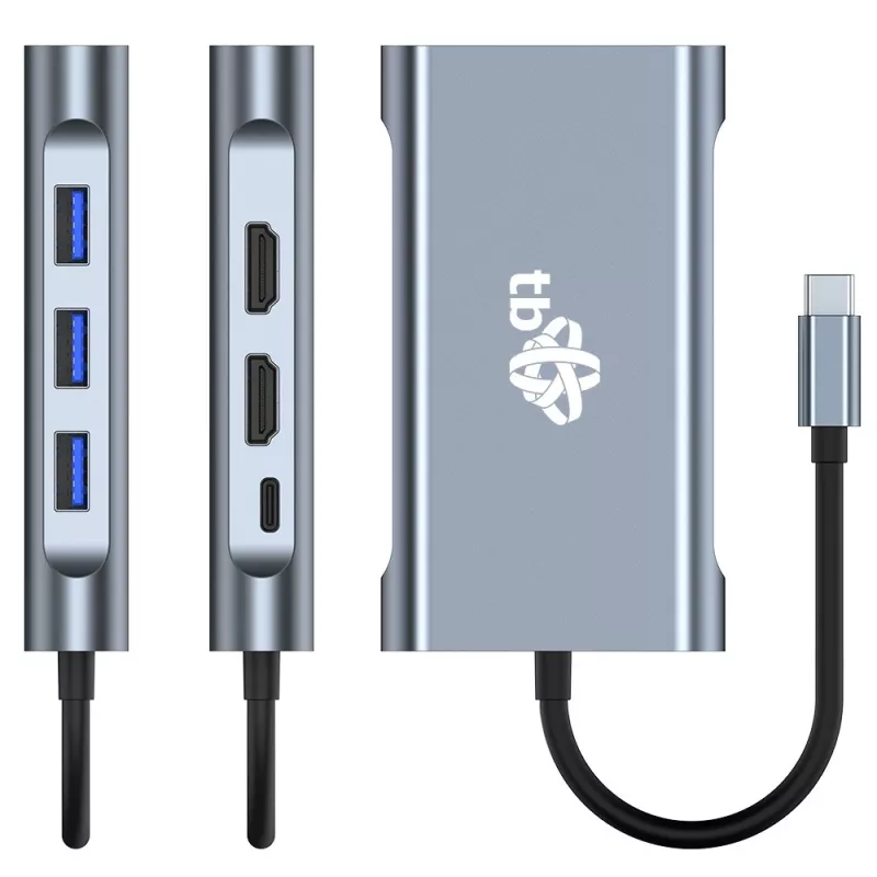 HUB 8in1 adapter USB C HDMI x2 USB VGA RJ45 PD