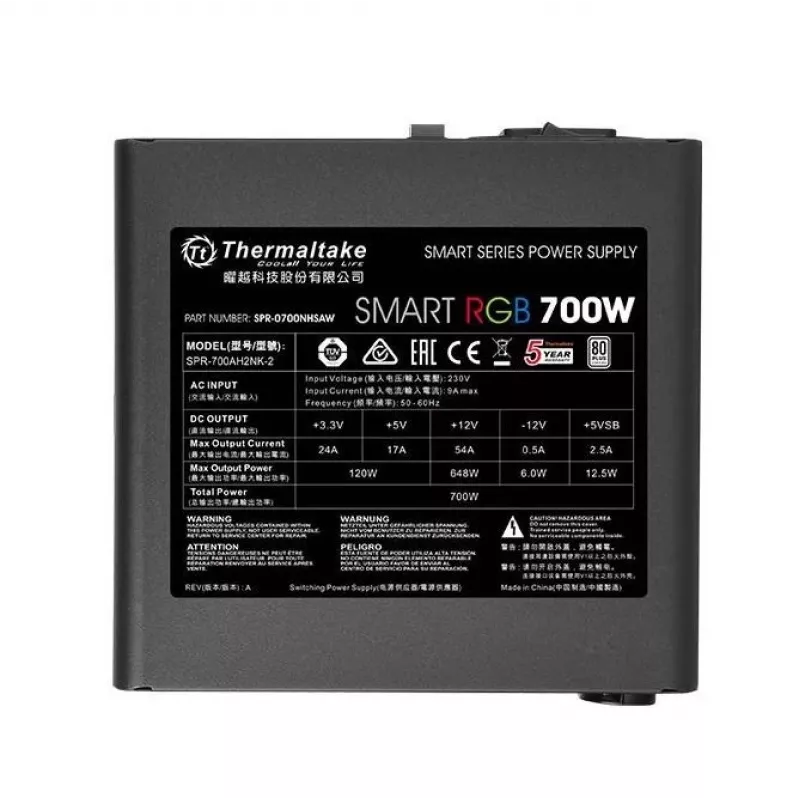 Toiteplokk Smart 700W RGB, 80PLUS, 230V EU, 2xPEG, 120mm, Single Rail