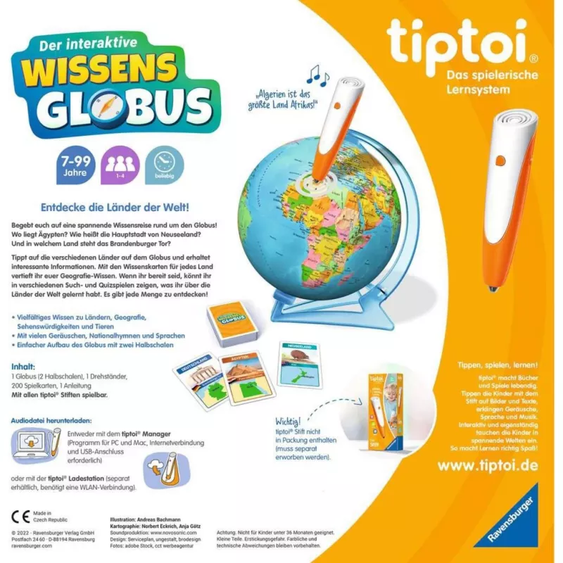 Õppemänguasi Ravensburger tiptoi Interaktiivne Teadmiste Gloobus