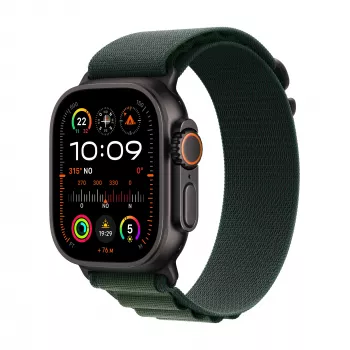 APPLE Watch Ultra 2 GPS + Cellular 49mm musta titaanist korpusega ja tumerohelise Alpine Loop - suur rihmaga