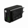 Laadija CANYON OnCharge 65RC sisseehitatud USB-C kaabliga, 65 W, 1x PD, 1x QC, EL-pistik, must
