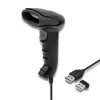 Pihustatav vöötkoodilugeja QOLTEC 50868 — 1D/2D laserskanner, USB-juhtmega ja juhtmevaba, töökaugus 600 mm, must