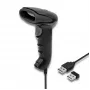 Pihustatav vöötkoodilugeja QOLTEC 50868 — 1D/2D laserskanner, USB-juhtmega ja juhtmevaba, töökaugus 600 mm, must
