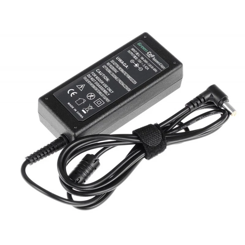 Toiteadapter roheline Cell AD01P — 60 W, 19 V 3,42 A, siseruumides kasutatav sülearvuti toiteallikas, must