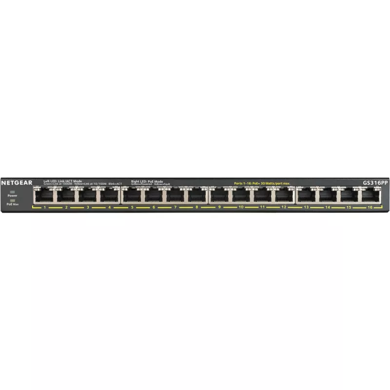 NETGEAR GS316PP haldamata Gigabit Ethernet (10/100/1000) Power over Ethernet (PoE) Must