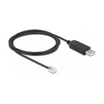Adapterkaabel DeLOCK USB Type-A to Serial RS-232 RJ12 ESD kaitsega 2 m Must