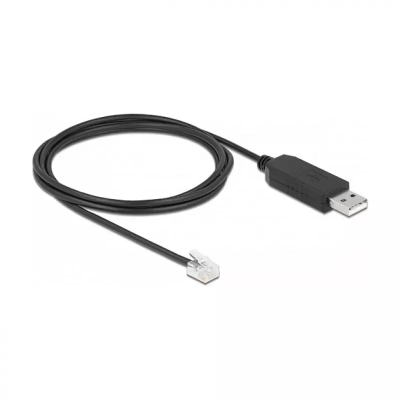 Adapterkaabel DeLOCK USB Type-A to Serial RS-232 RJ12 ESD kaitsega 2 m Must