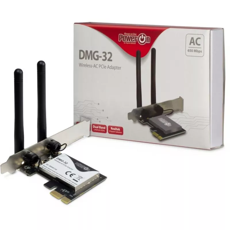Inter-Tech DMG-32 - Sisseehitatud - Juhtmevaba - PCI Express - Wi-Fi - 650 Mbit/s - Must - Hõbedane (88888148)