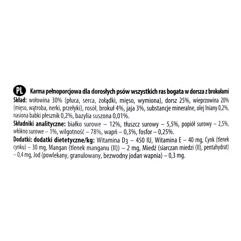 Märg koeratoit dolina noteci Premium — tursk ja brokkoli, 800 g, täiskasvanud koerad, teraviljavaba, gluteenivaba