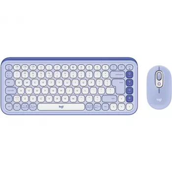 Logitech POP Icon Combo - Tastatur-und-Maus-Set - kabellos - Bluetooth LE - QWERTY - US International - fliederfarben?, Off-White (920-013078)