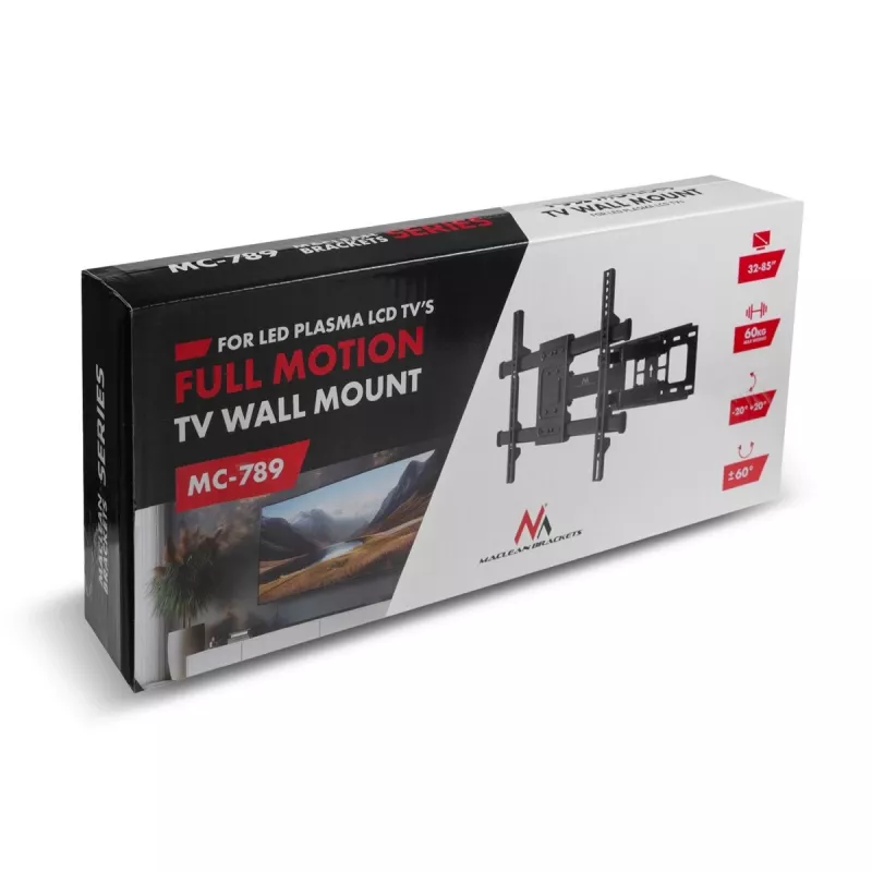 TV kronstein MACLEAN MC-789 32–85-tollistele ekraanidele, VESA 400x200, kallutatav, 60 kg kandevõime, must