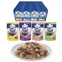 PREVITAL märg kassitoit Mix 4 Flavors — kana, vasikaliha, lõhe, linnuliha, 96 x 100 g kotikest (9,6 kg, täiskasvanud)