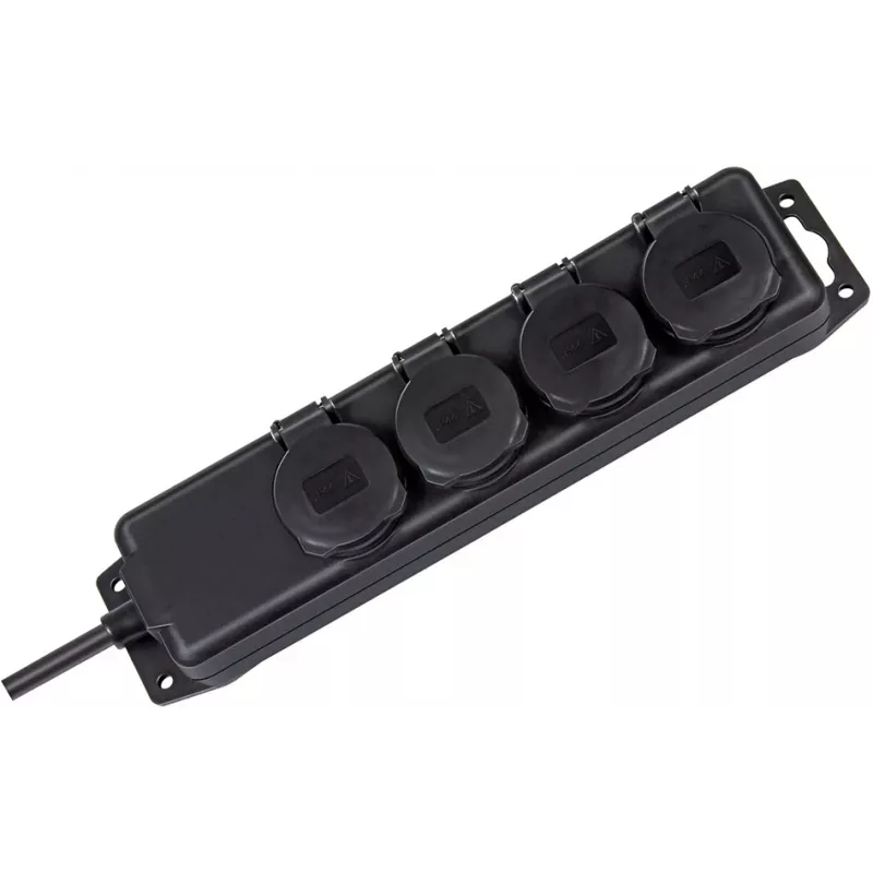 Brennenstuhl pikenduspistikupesa IP44 4-kohaline must 2,0m H07RN-F 3G1,5 - pikendusjuhe - vahelduvvool 230 V - väljundpistikud: 4 - 2 m (1159960)