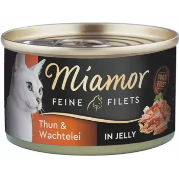 Märg kassitoit Miamor Feine Filets 100 g — Vutt ja tuunikala, täiskasvanud kassidele, kergesti avatav purk