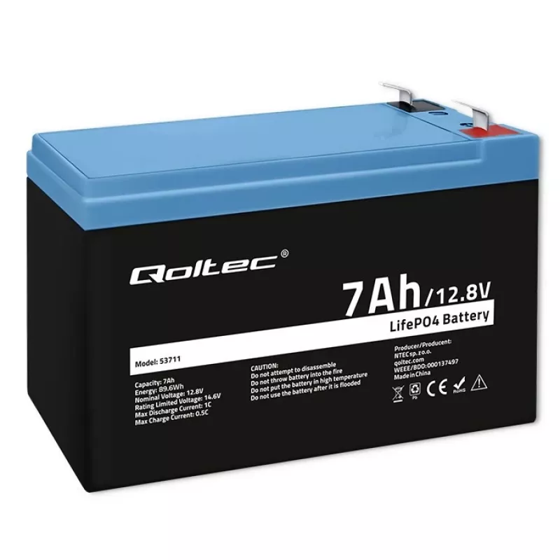 LiFePO4 aku 12.8V 7Ah, 89.6Wh, BMS